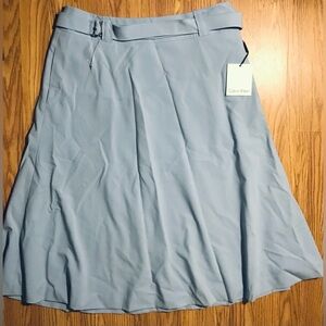 $89 Retail Calvin Klein Light Blue Skirt Womens 10 Lined w Belt & Pocket NWT